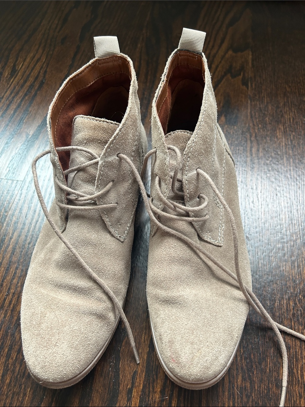 Franco Sarto Tan and Brown Leather Lace-Up Shoes